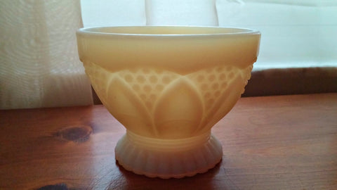 Vintage Satin Yellow Glass Pedestal Dish - Attic and Barn Treasures