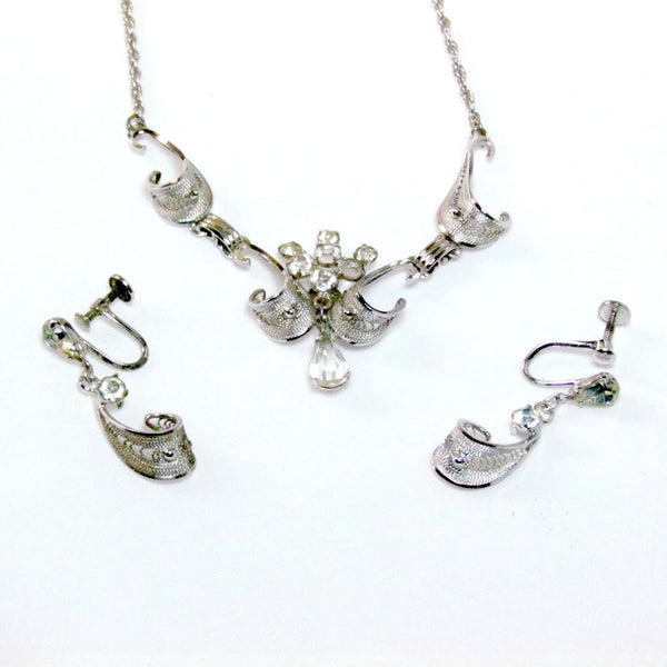 Vintage AmLee Filigree Sterling Silver Necklace – with and Treasures Attic Matching Earrings Barn