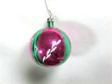 Vintage Pink and Green Glass Christmas Ornament made in Poland - Attic and Barn Treasures