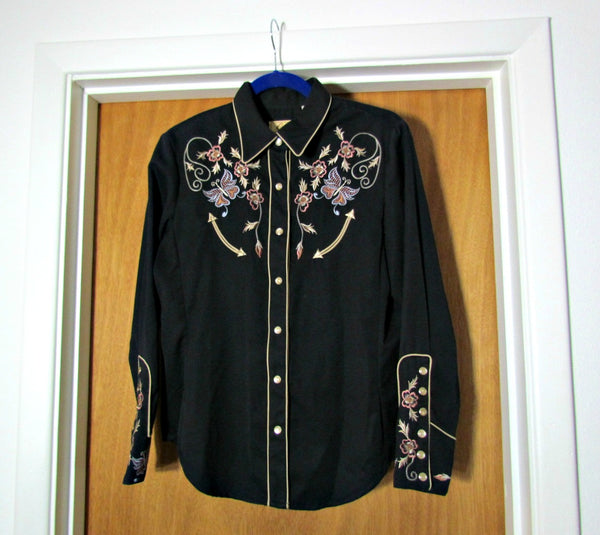 Scully Vintage Western Diamond Pearl Snap Shirt - Black