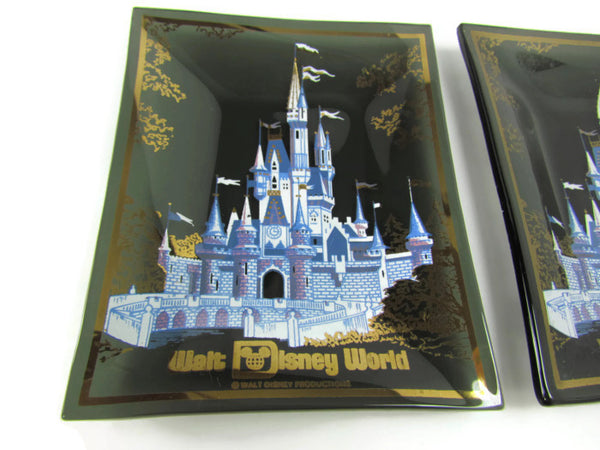 Vintage Walt Disney World Cinderella's Castle Curved Glass Trays