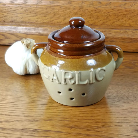 Earthenware Vintage Garlic Pot - Attic and Barn Treasures
