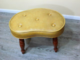 Vintage Gold Vinyl Kidney Shaped Footstool Hassock By Babcock Phillips - Attic and Barn Treasures