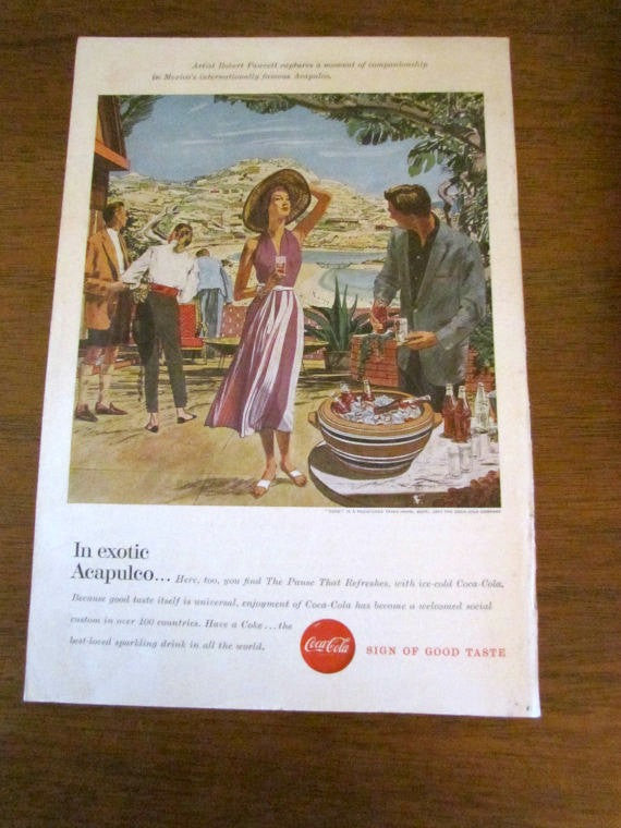 Vintage Original 1957 Coca Cola "Acalpulco" Ad - Attic and Barn Treasures