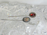 Vintage Stick Pin Pair Garnet and Agate Stones - Attic and Barn Treasures
