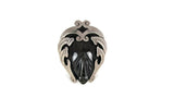 Vintage Brooch Silver and Carved Black Obsidian Tribal Mayan Mask - Attic and Barn Treasures