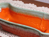 Vintage Ceramic Pottery Planter Orange and Seafoam Green Drip Glaze - Attic and Barn Treasures