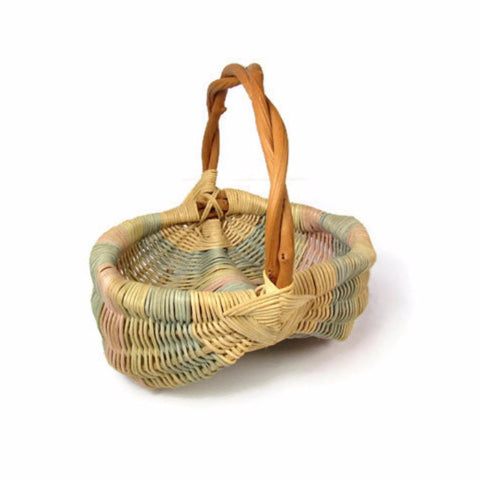 Vintage Pastel Buttocks Basket with Double Vine Handle Easter Basket - Attic and Barn Treasures