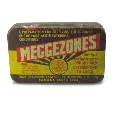 Vintage Meggezones Cough Lozenge Metal Tin - Attic and Barn Treasures