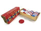 100 Vintage Plastic Poker Chips Original Package Red White Blue - Attic and Barn Treasures