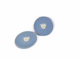Vintage Blue Wedgwood Jasperware Saucer Pair with White Floral Cameos c. 1950's - Attic and Barn Treasures