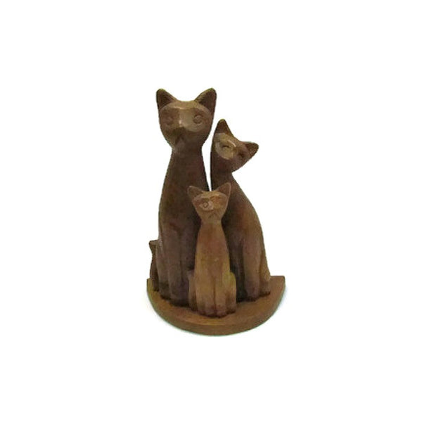 Vintage Wood Carving Siamese Cat Family – Attic and Barn Treasures