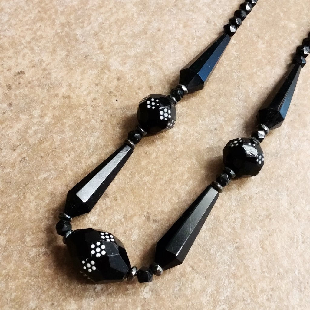 Stunning Vintage Jet Black Bead Necklace - Attic and Barn Treasures