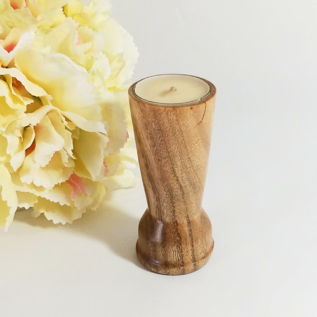 Solid Wood Hand Turned Tealight Candle Holder Camphor Wood - Attic and Barn Treasures