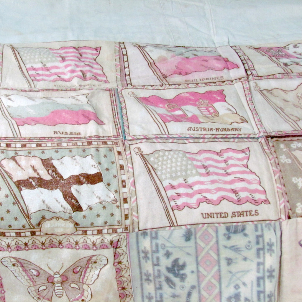 Antique Tobacco Premium Flags and Feed Sack Quilt Top - Attic and Barn Treasures
