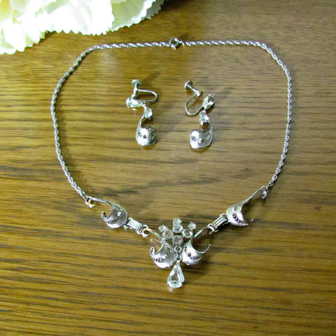 – Filigree Silver Sterling with Necklace Attic Earrings and AmLee Treasures Matching Vintage Barn