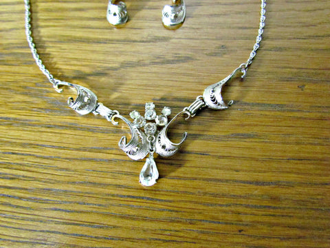 Filigree Treasures AmLee Necklace Matching Sterling with Earrings Silver Vintage Attic and Barn –