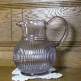 Vintage Clear Amethyst Ribbed Pitcher - Attic and Barn Treasures