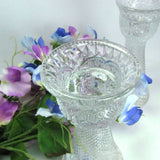 Vintage 1979 Fostoria Clear Glass Candle Holder Vase Combo Pair - Attic and Barn Treasures