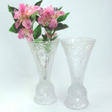 Vintage 1979 Fostoria Clear Glass Candle Holder Vase Combo Pair - Attic and Barn Treasures