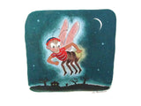 Vintage Boy Bee Firefly Bug Original Artwork Signed - Attic and Barn Treasures