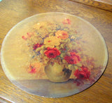 Vintage Round Rose in Vase Still Art M. DeCamp c. 1950 - Attic and Barn Treasures