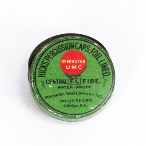 Vintage Hicks Remington Arms Green Metal Tin - Attic and Barn Treasures