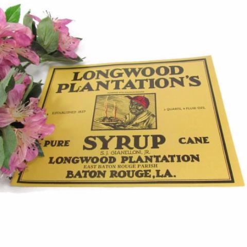 Rare Longwood Plantation's Cane Syrup Label Black Americana - Attic and Barn Treasures