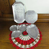Hand Hammered Vintage Aluminum Trays Party Set - Attic and Barn Treasures