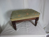 Vintage Square Foot Stool with Needlepoint Top and Turned Legs - Attic and Barn Treasures