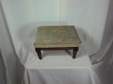 Vintage Square Foot Stool with Needlepoint Top and Turned Legs - Attic and Barn Treasures