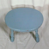 Light Blue Solid Wood Vintage Oval Top Stool - Attic and Barn Treasures