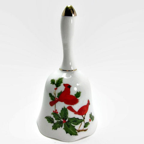 Vintage Lefton Cardinal and Holly Porcelain Bell - Attic and Barn Treasures