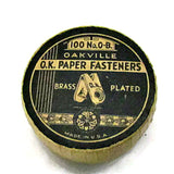 Vintage Oakville O.K. Paper Fasteners in Fiber Container c.1910s - Attic and Barn Treasures