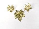 Vintage Sarah Coventry Maple Leaf Brooch and Earring Set Gold Tone 1950's - Attic and Barn Treasures