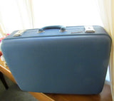 Vintage Travel Smart Medium Blue Suitcase Luggage - Attic and Barn Treasures