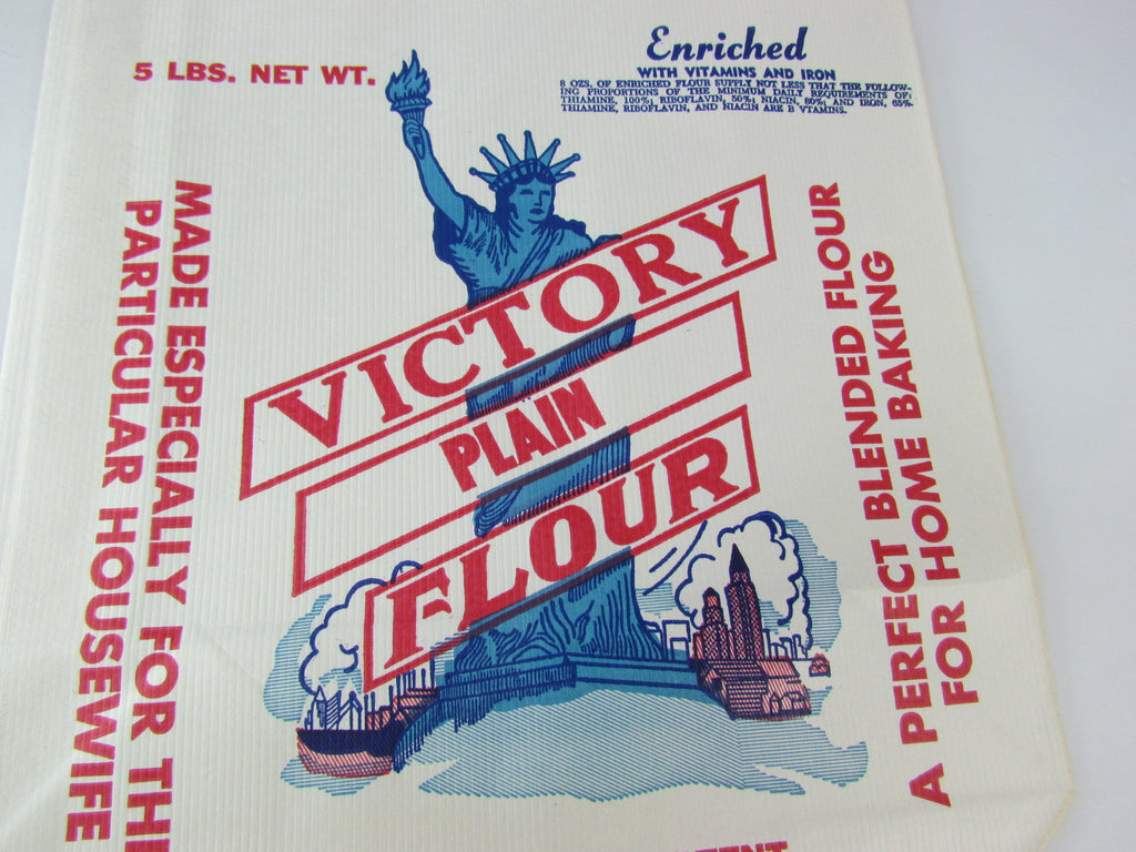 Vintage Victory Plain Flour Unused Paper Sack Mid Century NOS - Attic and Barn Treasures