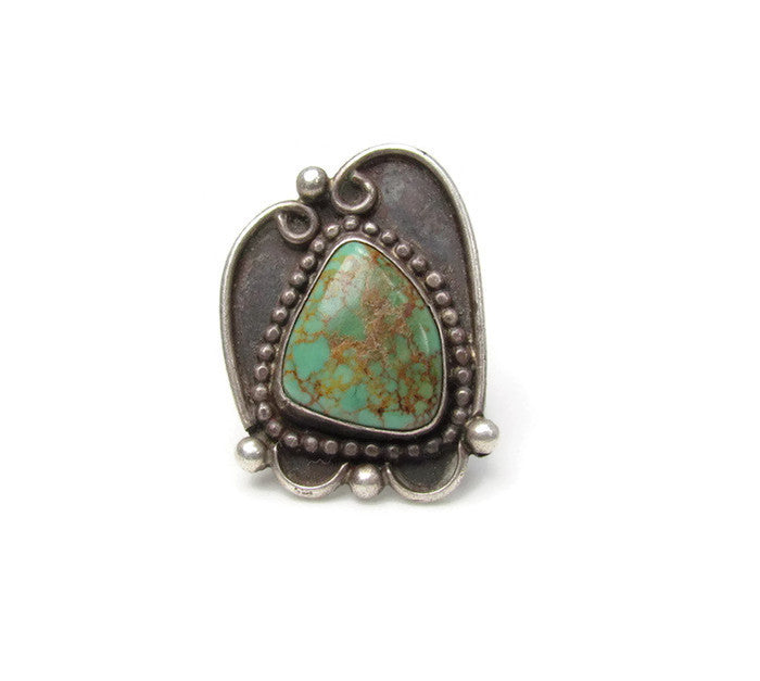 Unusual Vintage OOAK Turquoise Navajo Statement Ring Size 5 1/2 - Attic and Barn Treasures