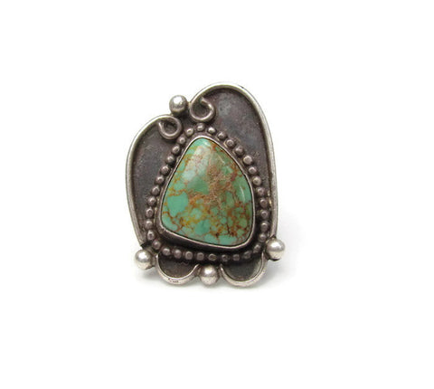 Unusual Vintage OOAK Turquoise Navajo Statement Ring Size 5 1/2 - Attic and Barn Treasures