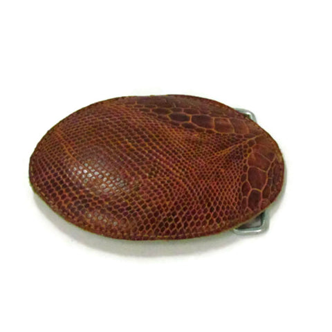 Vintage Snakeskin Leather Oval Belt Buckle. - Attic and Barn Treasures