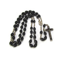 Vintage Italian Rosary with Black Wood Beads and Teak Wood Crucifix - Attic and Barn Treasures