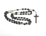Vintage Italian Rosary with Black Wood Beads and Teak Wood Crucifix - Attic and Barn Treasures