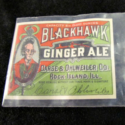 Vintage Paper Blackhawk Ginger Ale Label - Attic and Barn Treasures
