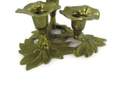 Solid Brass Vintage Three Tier Floral Candelabra from Italy - Attic and Barn Treasures