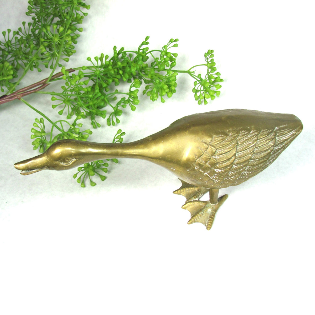 Vintage Brass Standing Duck Statue - Attic and Barn Treasures