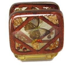 Vintage Napkin Holder Acrylic Resin with Preserved Butterfly and Grain c. 1970 - Attic and Barn Treasures