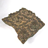 Primitive Antique Wood Carved Floral Design Textile Stamp - Attic and Barn Treasures