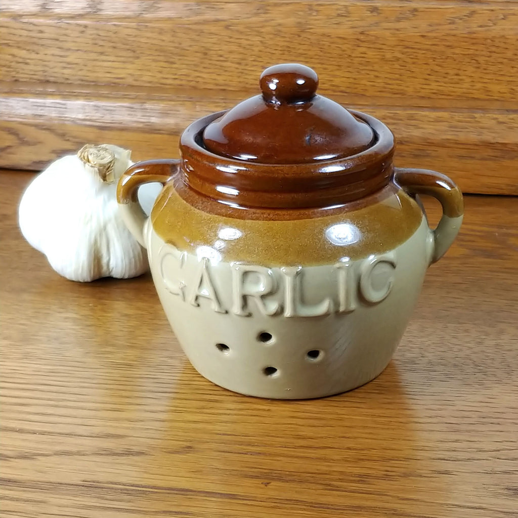 Earthenware Vintage Garlic Pot - Attic and Barn Treasures