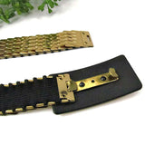 Gold Tone Vintage Fish Scale Belt with Rhinestone Buckle - Attic and Barn Treasures