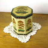 Vintage Woodland Scene Biscuit Tin with Hinged Lid - Attic and Barn Treasures